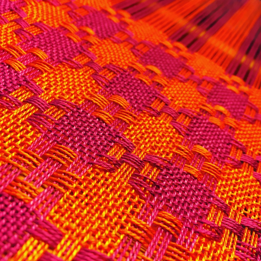 Väv i orange och magenta