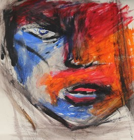 Vedic Art Ansikte-rött, blått, svart
